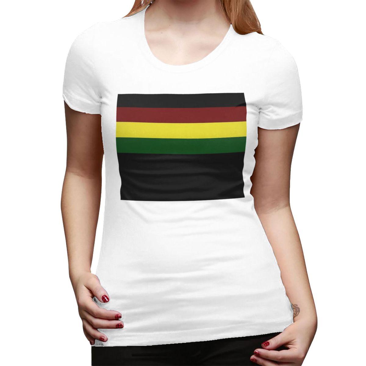 Rasta Flag Rasta Stripe TShirt for Women Round Neck Streetwear T Shirts Womens Tees Short Summer Clothes Tops S
