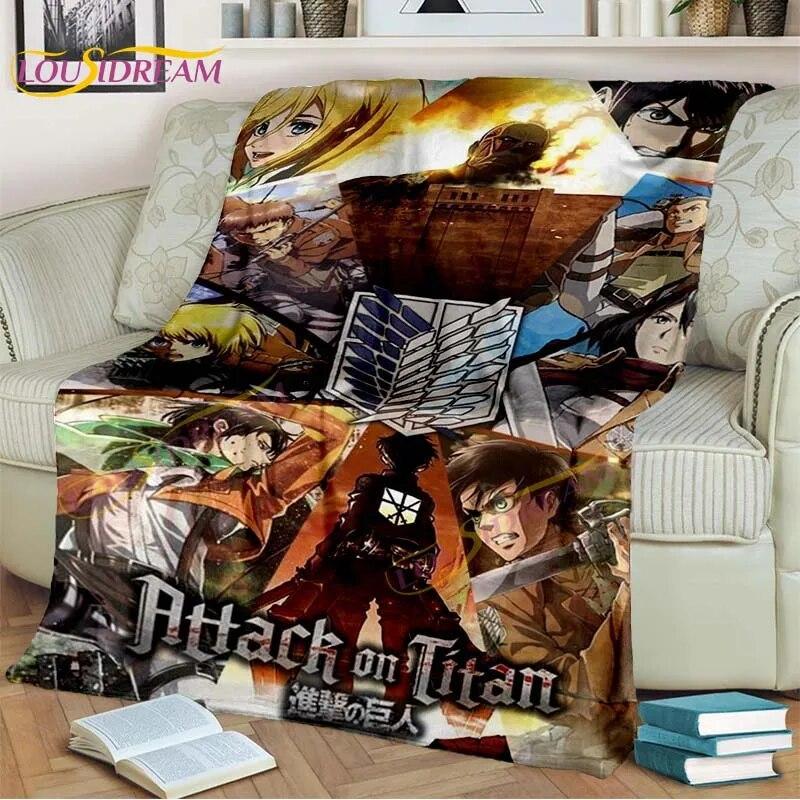 Classic Anime Blanket Attack On Titan Blanket Eren Jaeger Blanket for Bedroom Sofa Livingroom Cartoon Blanket Children's Blanket