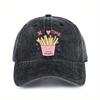French Fries Time Graphic Print Washed Baseball Cap Unisex Polyester Outdoor Adjustable Sports Hat