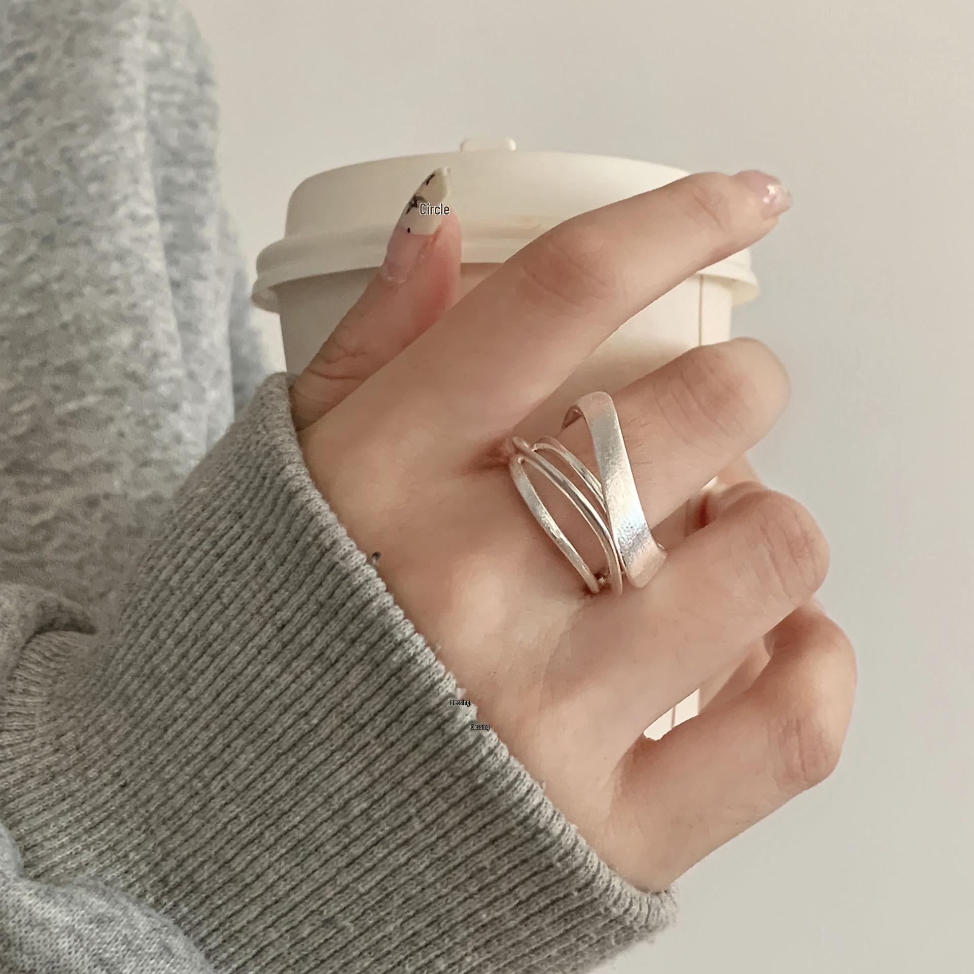 

Matte Minimalist Open Ring: Women s Cold-Style Irregular Lines Design Adjustable Open Size