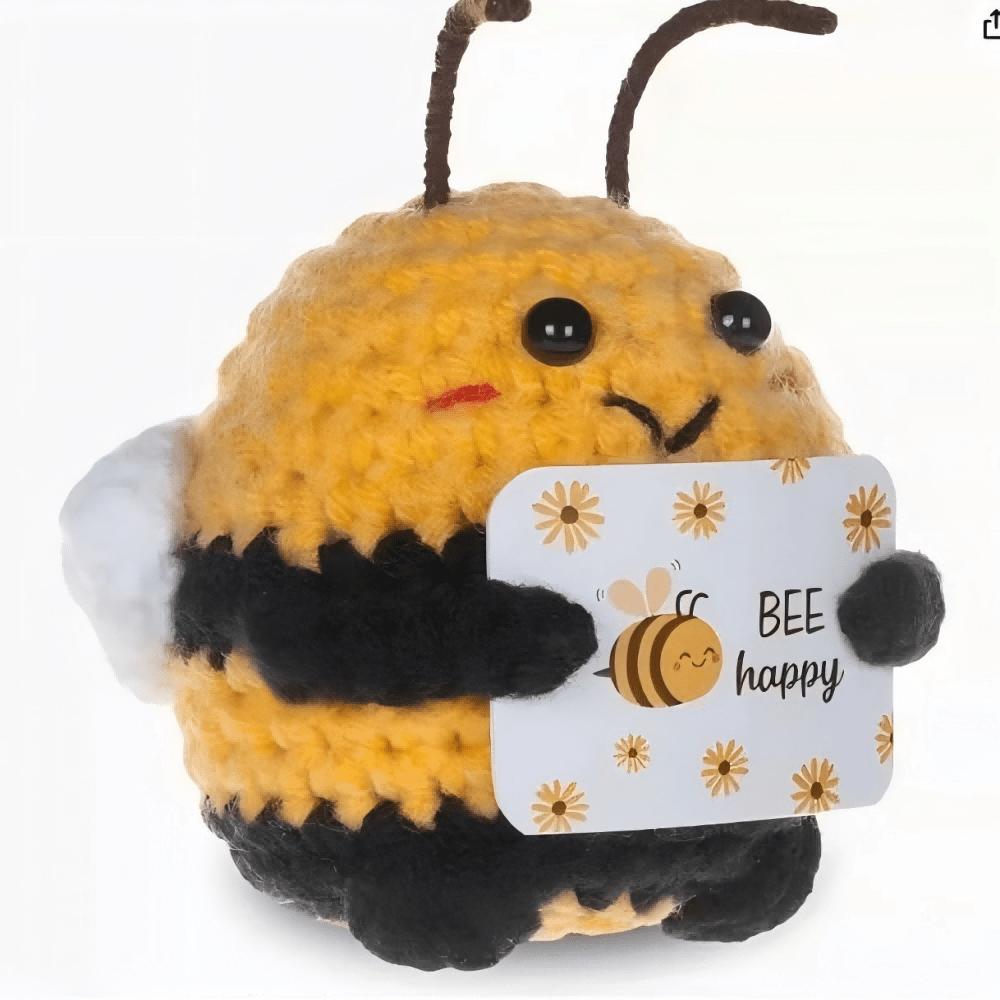 DIY Hand-Knit Positive Bee: An Inspiring Energy Doll. Ideal for Keychains, Bags, Or Home Decor.