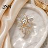 Alloy Brooch Pin, 3D Flower Design with Sparkling Rhinestones, Non-fading Strong Buckle Badge for Coats Shirts Bags Accessories Lightweight