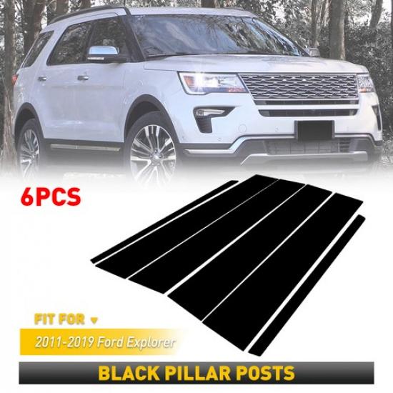 6PCS Black Pillar Posts Cover Door Trim Window Decal For 2011- Ford Explorer