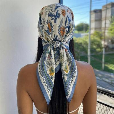 70*70cm Silk Feeling Brand Design Scarf Women Print Shawl Wrap Headkerchief Hijab Female Hair Hand Wrist Bandana Neck Tie