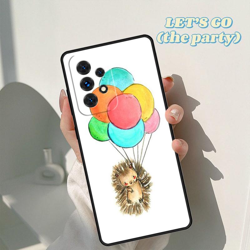 Hedgehog and Balloon Phone Case For Samsung Galaxy A42 A31 A40 A51 A71 A32 A80 A91 A52 A72 A73 A20e A21S A50 A70 A11 A12 Cover