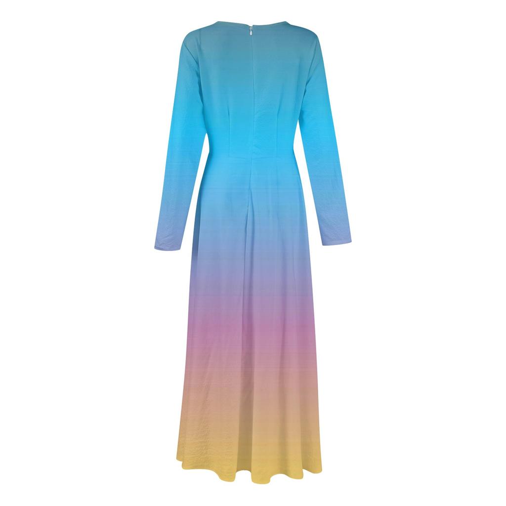 Women's Casual And Fashionable Round-neck Long Sleeve Mid Length Dress