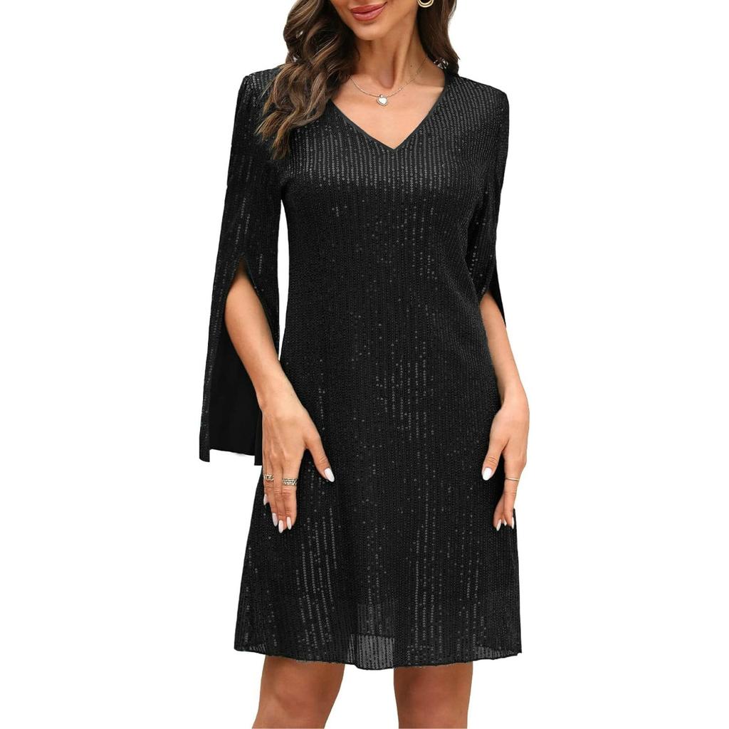 European and American new sequin sexy V-neck pencil short dress, loose dress for socialites