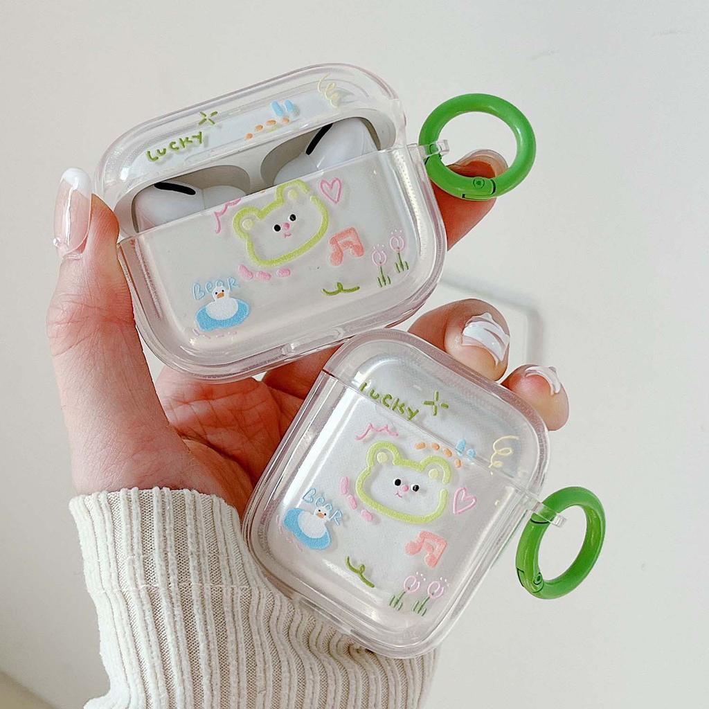 Olejomalba Duck Bear Lucky Flower Bezdrátové Bluetooth pouzdro na nabíjení sluchátek pro Apple Airpod 3 Pro 1 2 Cartoon Cute Box Cover