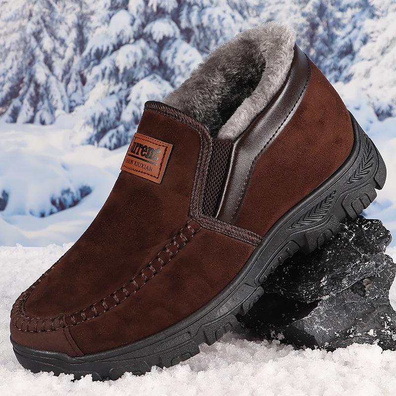 

Зимние хлопковые ботинки для пожилых мужчин: Толстая велюровая обувь 44