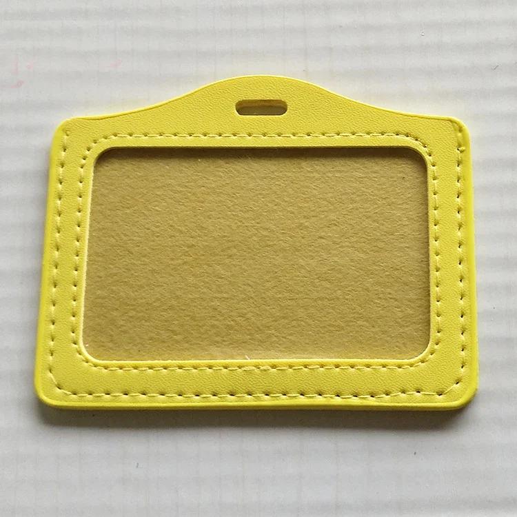 PU Leather Card Sleeve Women ID Badge Case Clear Bank Credit Card Badge Holder Bags School Student Bus Card Cover