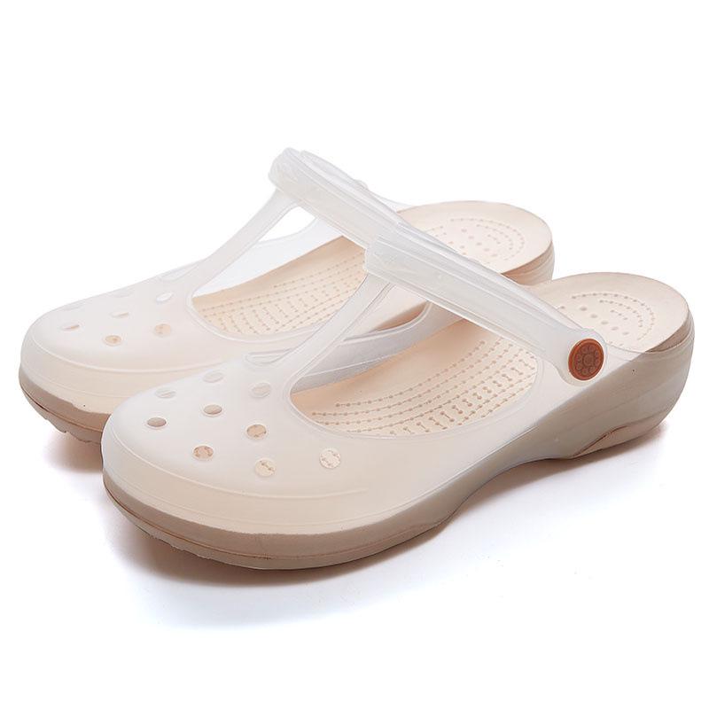 Women's Summer Non-Slip Jelly Sandals – Closed Toe, Thick Sole, Soft Beach Shoes