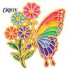 Floral Butterfly Brooch Enamel Flower Pin, Badge for Scarves Women, Inscet Shaped Pin Coats Sweaters