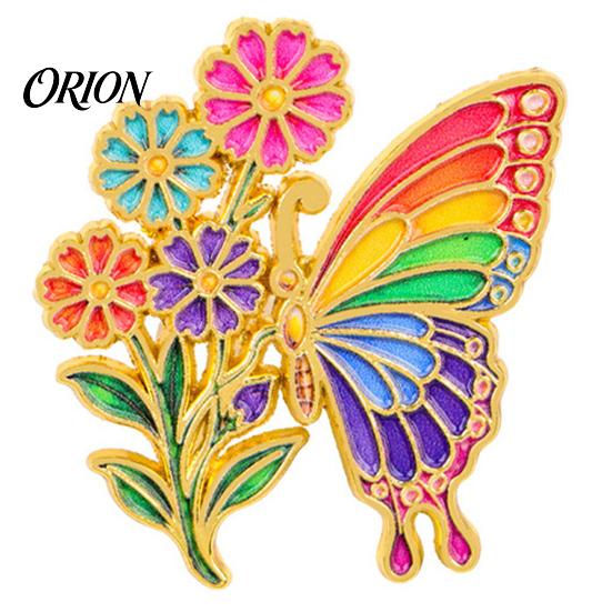 Floral Butterfly Brooch Enamel Flower Pin, Badge for Scarves Women, Inscet Shaped Pin Coats Sweaters