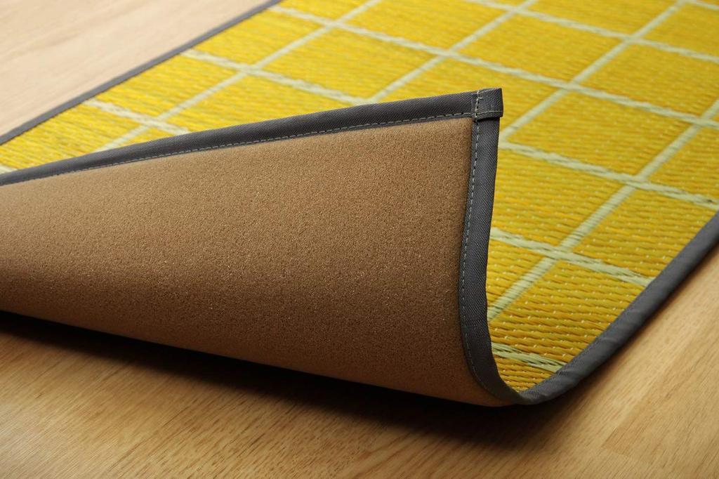 Made in Japan "Selectable Igusa Kitchen Mat" Approx. 43 x 180cm Check Yellow (#8239910) Igusa Kitchen Mat