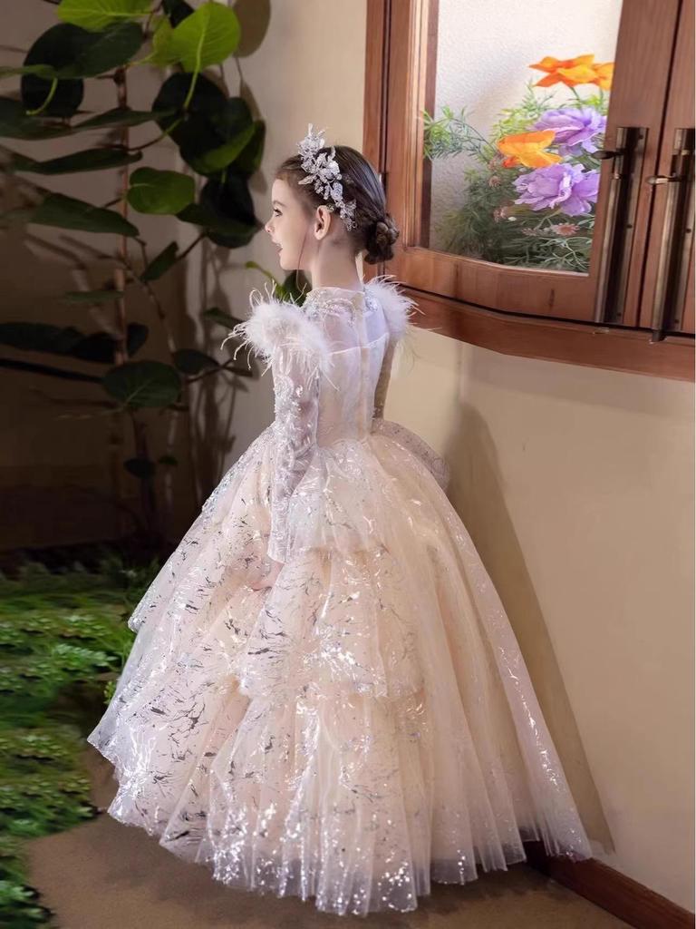 Girls' High-End Exquisite Fairy Flower Wedding & Piano Performance Dress