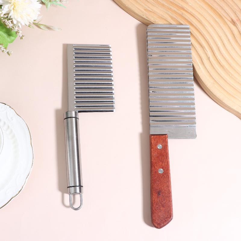 Stainless Steel Crinkle Cut Potato Slicer Wavy Blade Cutter Potato Chopper For Vegetable Chip Making Kitchen Cooking Tool