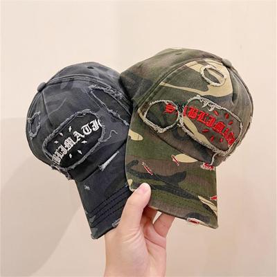 2026 New Unisex Broken Style Sanskrit Embroided Baseball Caps for Men American Sunshade Punk Camouflage Caps Fashionable Hats