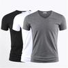 Men's T Shirt Pure Color V Collar Short Sleeved Tops Tees Men T-Shirt Black Tights Man T-Shirts Fitness for Male Clothes