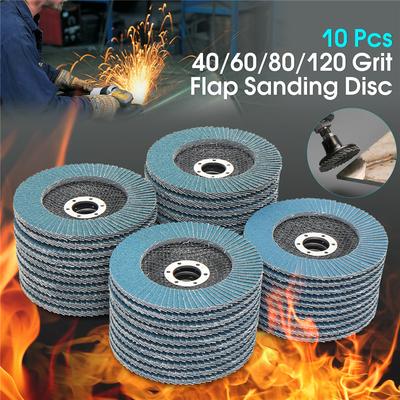 10Pcs 125mm Flat Flap Discs 5" 40/60/80/120Grit Angle Grinder Sanding Discs Grinding Wheels Angle for Metal Wood Polishing