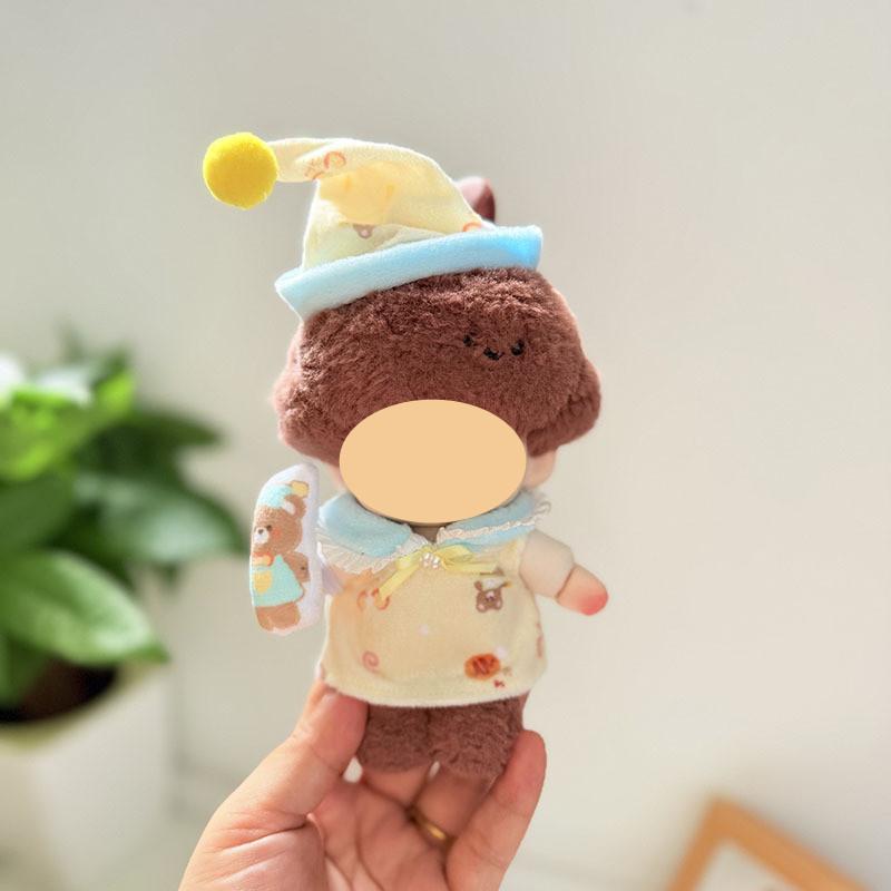 [Cloth Only] the Cute  Pajamas Set for Plush Dolls, Flannel Pajamas Eye Mask Set for Home Use.