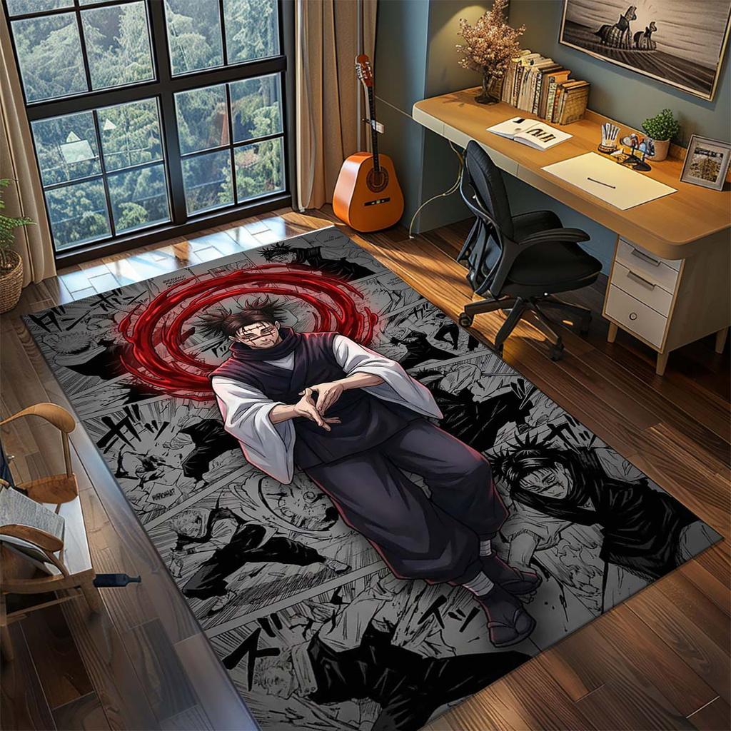 Tappeto in Poliestere per Interni Jujutsu Kaisen Tappeto Anime Antiscivolo Decorazione Pavimento Soggiorno Camera da Letto -QJY