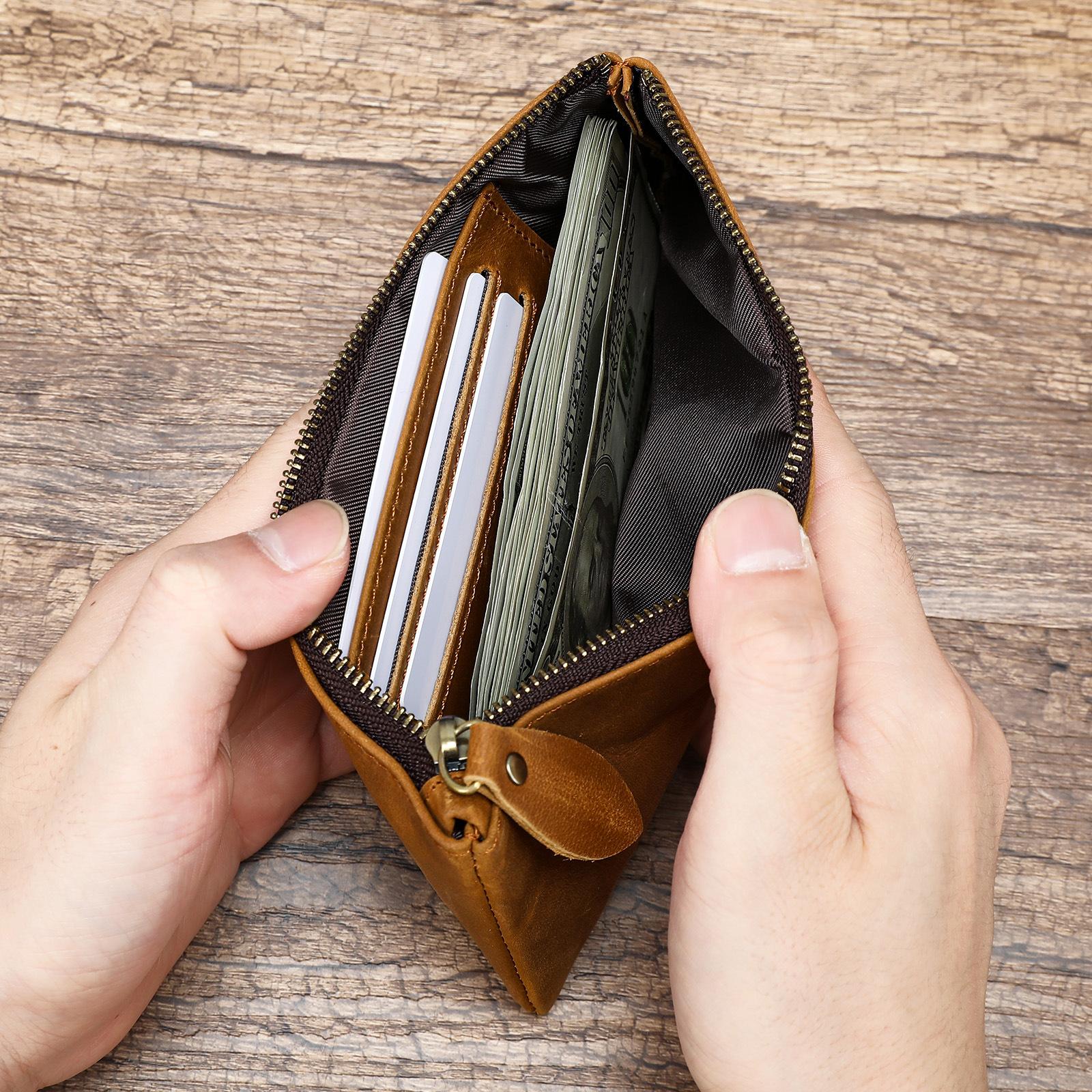 

Винтажный мужской кошелек для монет из натуральной кожи, универсальная сумка для мобильного телефона, высококлассный кошелек One Size коричневый