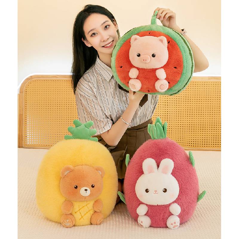 Animal Plush Fruit Toy Fashion Comfort Watermelon Pig Pineapple Bear Gift Doll