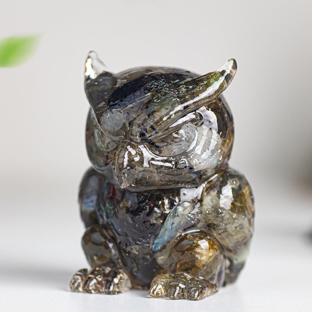 Resin Crystal Owl Figurine Home Decor Gift For Animal Lovers