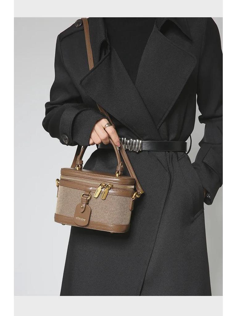 Modna damska płócienna torebka retro typu box na lato 2024: Luksusowa torebka na ramię crossbody