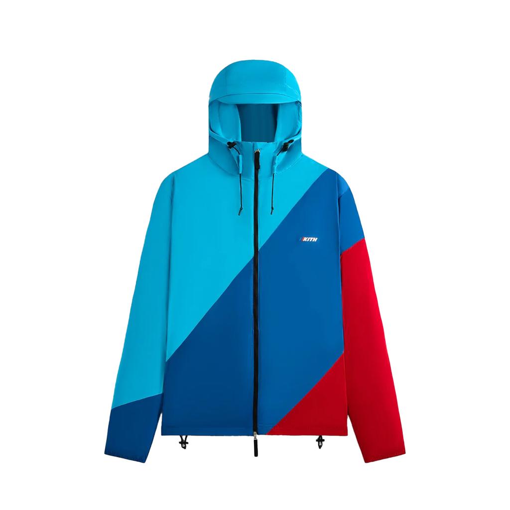 Kith X BMW Fashion Color Block Hooded Long Sleeve Windbreaker Men Outerwear Blue KHM010776-5001