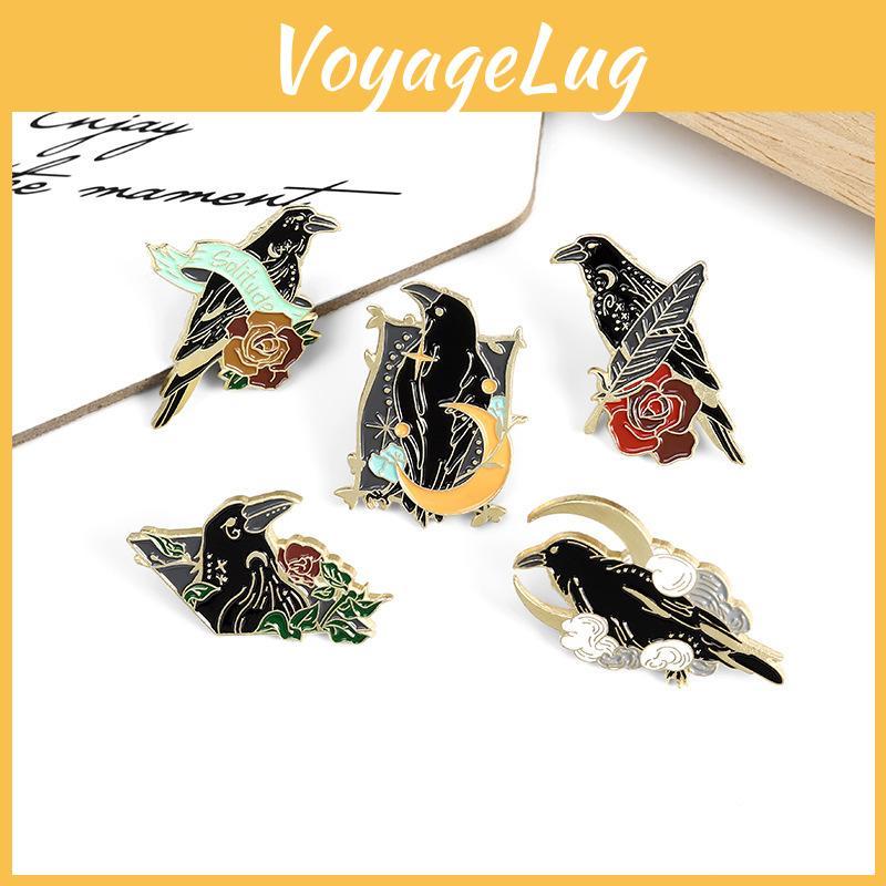 Creative Cartoon Flying Crow Brooch Colorful Geometric Alloy Badge For Unisex Fashion Accessories