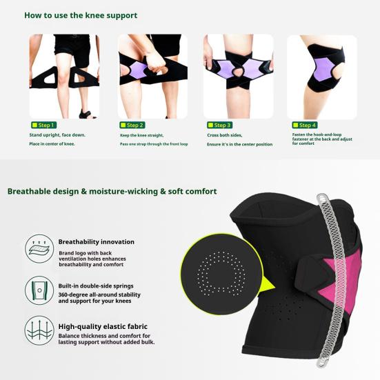 Open Patella Knee Brace with Stabilizer Pain Relief Adjustable Men Women Knee Compression Sleeve Meniscus Tear Recovery Knee Support Wrap