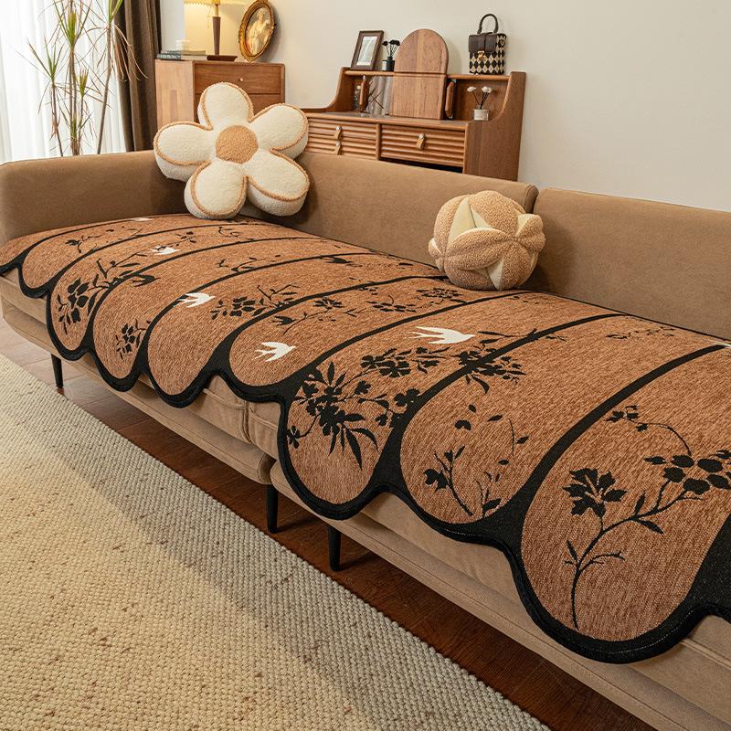 

Подушка для дивана особой формы в средневековом ретро-стиле, универсальное покрывало на четыре сезона, цельная фиксированная нескользящая подушка для сиденья, новинка 2025 года 90*160cm