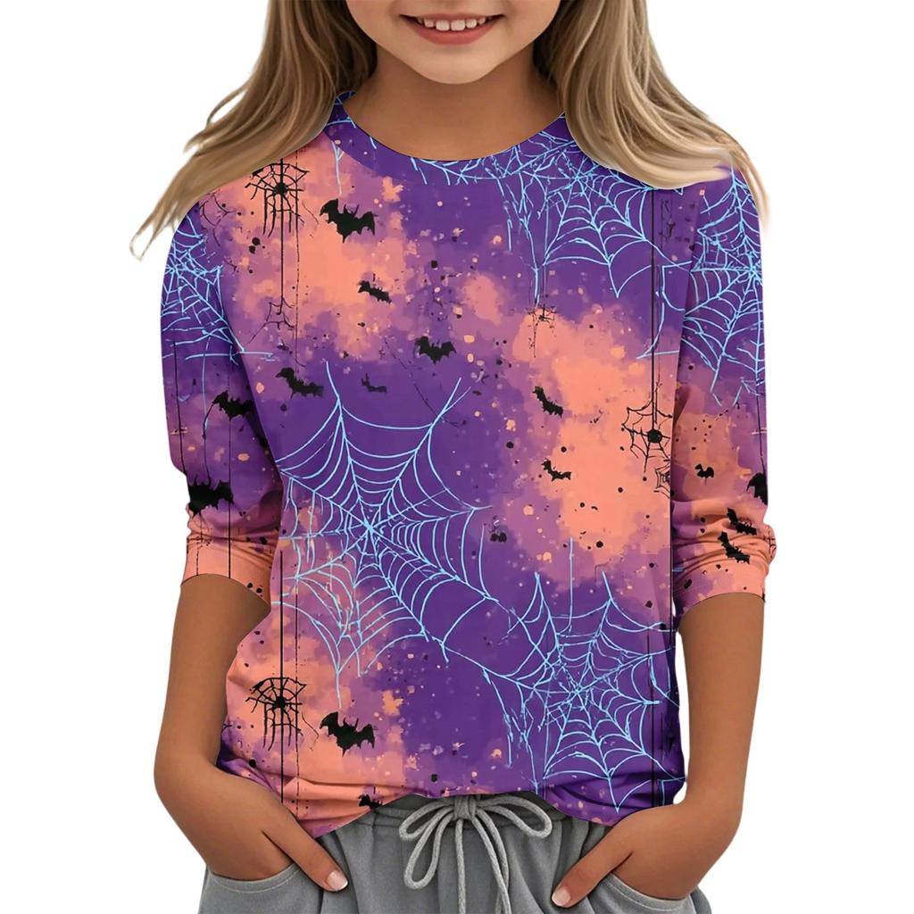 Children's Casual Three-quarter Sleeve Round Neck Top