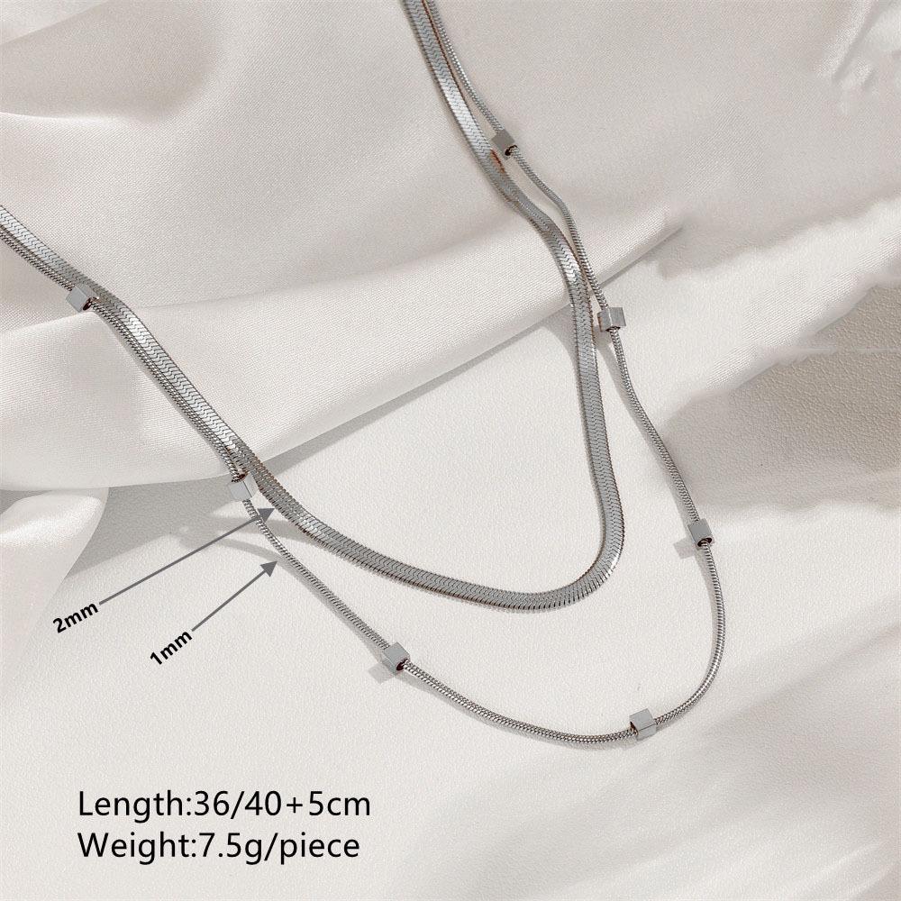 

Ожерелье из двухслойной змеиной цепочки из нержавеющей стали, модная позолоченная титановая сталь, дизайн, не подверженный выцветанию.