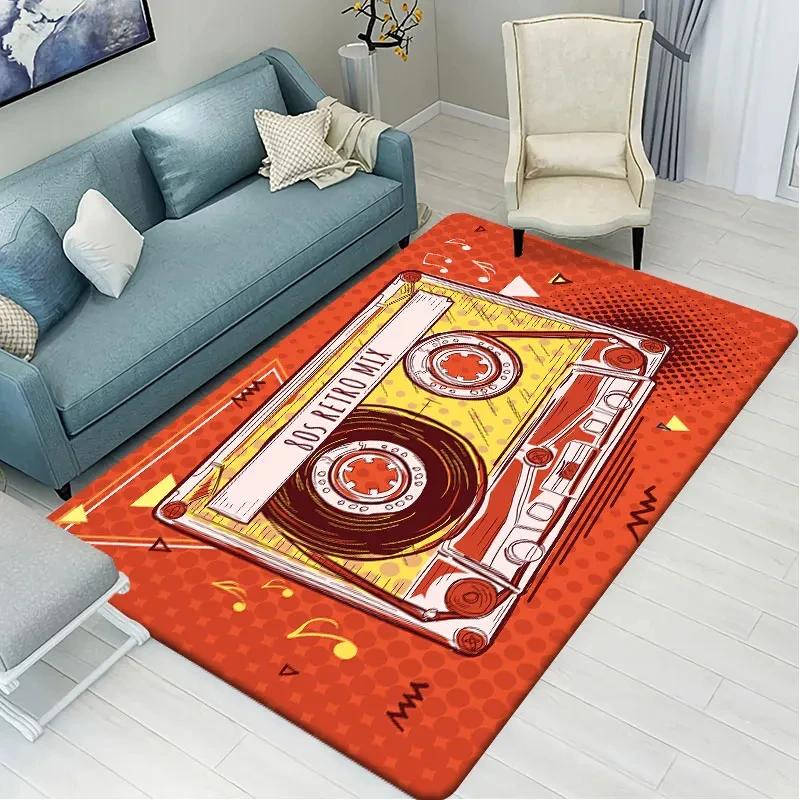 Cartoon Cassette Pattern Entrance Door Mat Non Slip Kitchen Living Room Rug Bathroom Mat Indoor Carpet Door Mat Home Decoration
