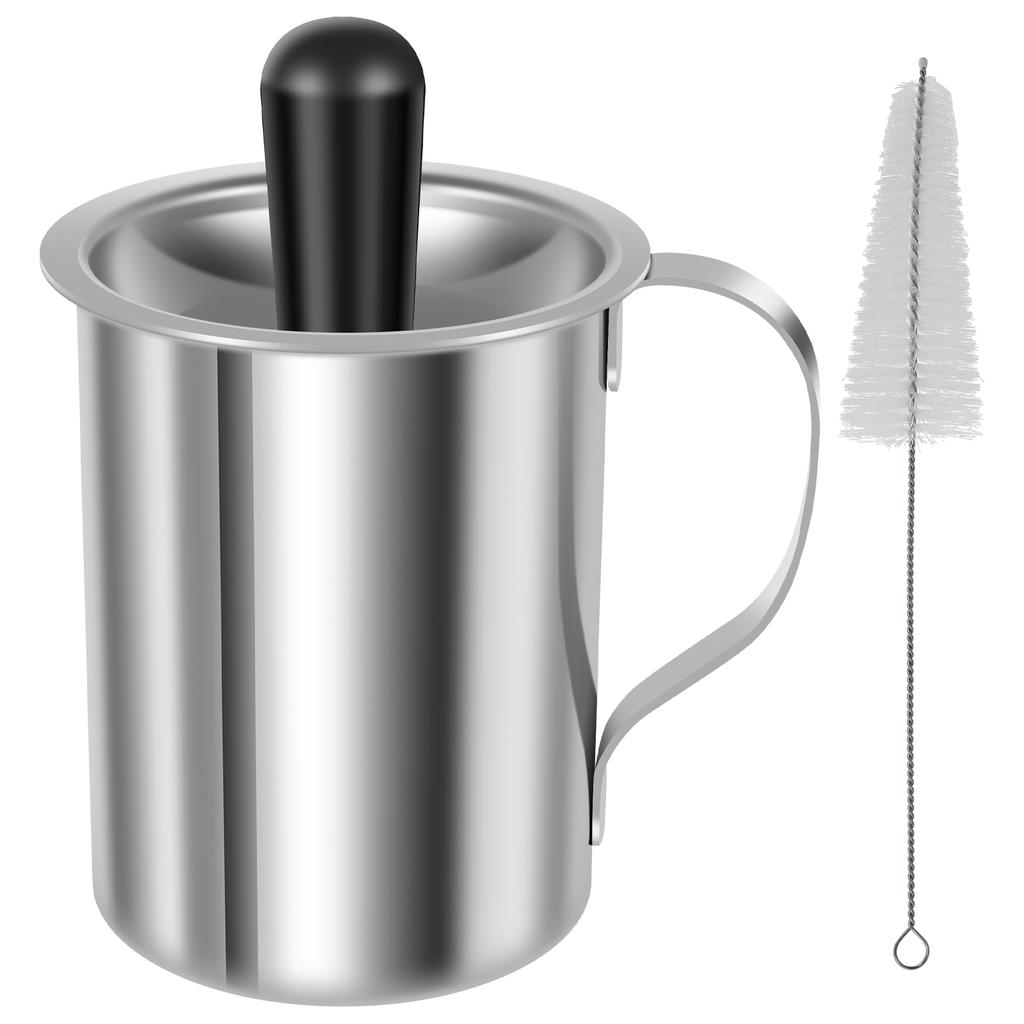 Stainless Steel Basting Pot Sauce Basting Oil Pot with Brush 500ML Oil Storage Pot Sauce Storage Jar for BBQ Kitchen Accessories