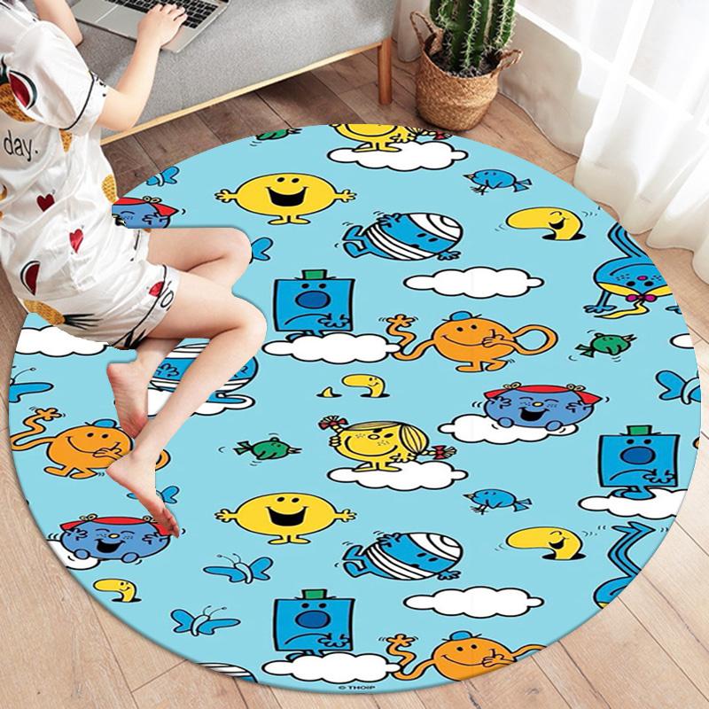 Herr. Herren Teppich Little Miss Rund, Teppich für Wohnzimmer Schlafzimmer Sofa Spielzimmer Dekor, Rutschfeste Bodenmatte