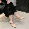 Fashion 2025 New Fashion Retro Women  Metal Heels Shallow Mouth Luxury Pumps Mary Jane Sandals Ladies Metalic Fashion Latest Low Velvet