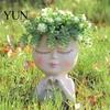 Cute Gardening Gifts for Women Face Planter Pot, Resin Head Vase Succulents Flowers, Decorative Flower Hanging Plant Display Pot Unique Indoor Bedroom