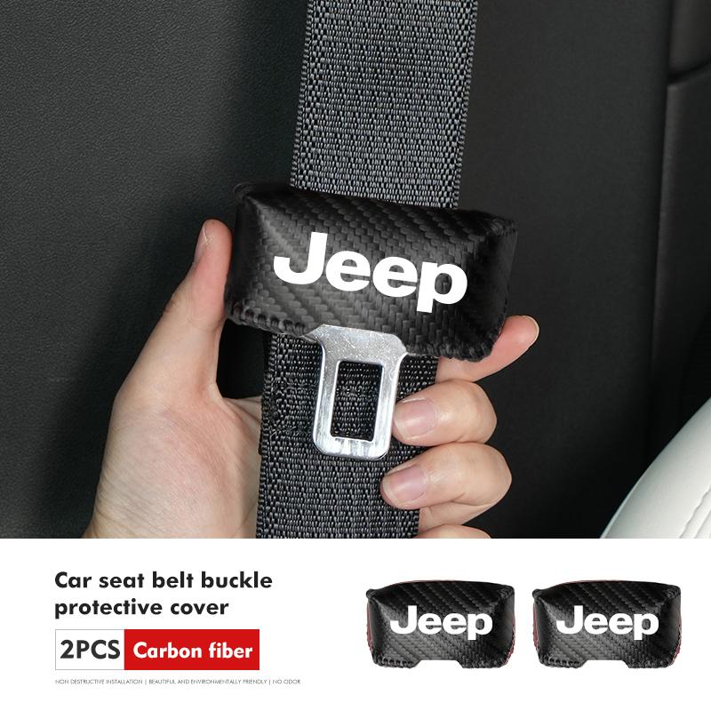 Car Seat Belt Buckle Plug Leather Car Seat Belt Clip Protective Covers For uhf9 Grand Cherokee Wrangler JK Renegade Gladiator rf3
