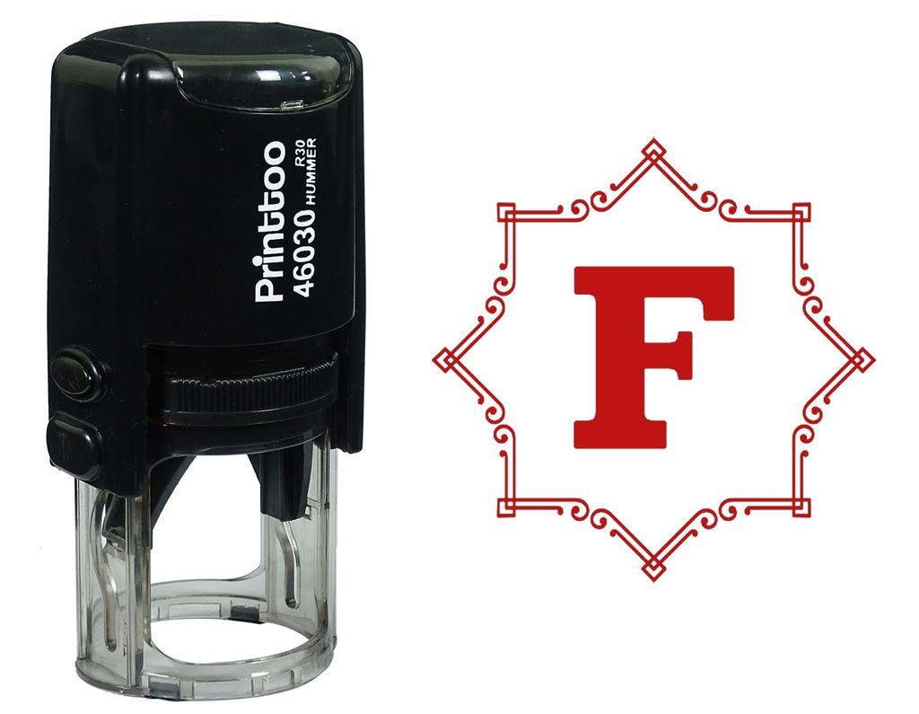 Printtoo Octagon Celtic Swirl Frame Alphabet F Monogram Self Inking Rubber Stamp Office