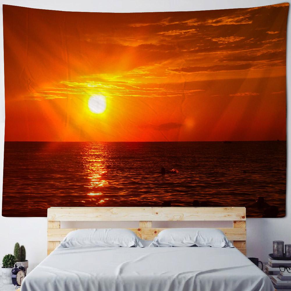 Oceano, Alba, Tramonto, Paesaggio a Telaio, Grande Appeso da Parete, Decorazione da Parete Hippie, Tessuto di Sfondo, Decorazione Artistica per la Casa