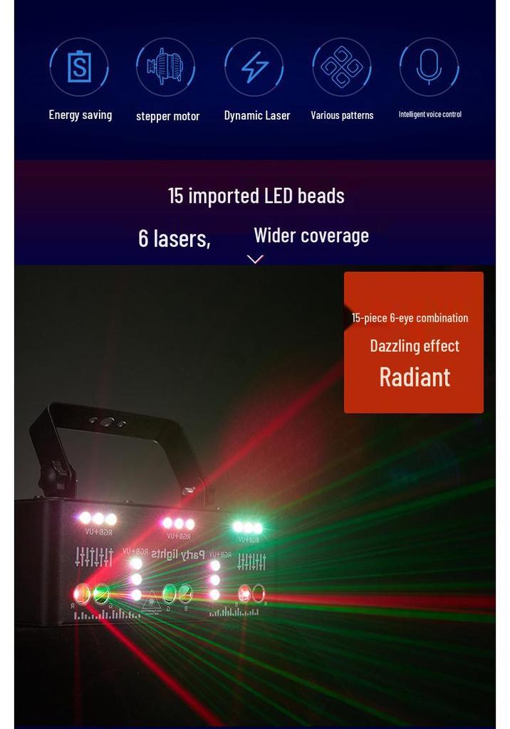21-Eye Stage & KTV Atmosphere Lights: Colorful Flash & Laser Display