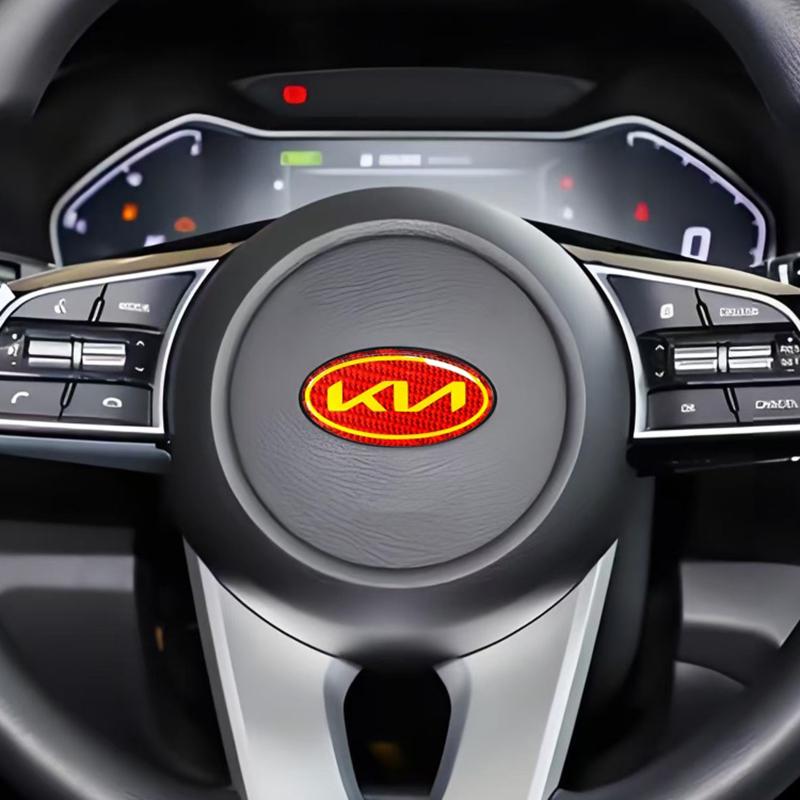 Koolstofvezel Auto Stuurwiel Embleem Sticker Badge Voor KIA K2 K3 K5 KX5 Sportage GT R Stinger Rio Optima Sorento Forte Soul