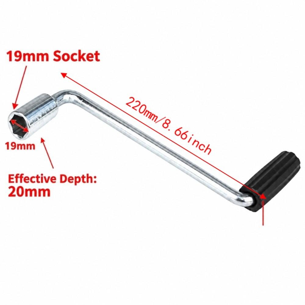 2PCS 19mm Socket Camper Crank Handle 220mm Length RV Stabilizer Crank For Trailer Jack