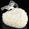Boîte de Mariage Romantique en Forme de Cœur Décorée de Strass Coussin(blanc)