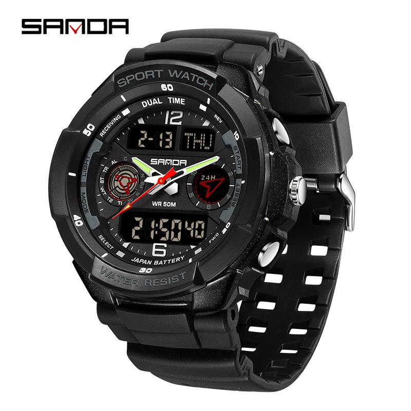 Sanda Electronic Watch: Fashionable, Versatile, Luminous, Waterproof Sports Watch for Middle School Students with Alarm Clock Function.