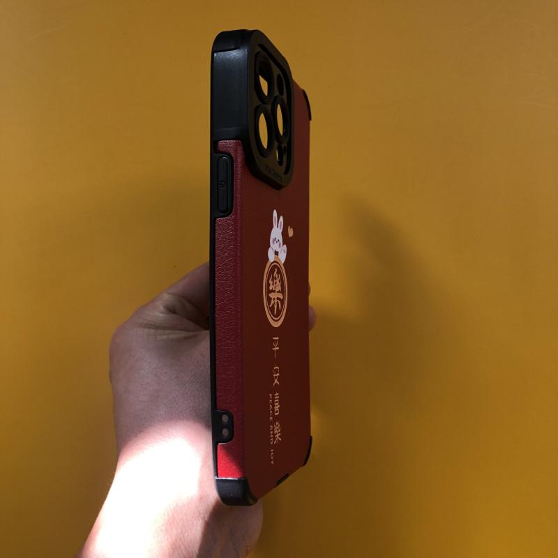Rote Handyhülle für iPhone 11 14 Pro Max 12 Mini 13 stoßfeste Silikonhülle für iPhone Xr Xs Max X 7 8 Plus „Chinesisches Wort Happy“