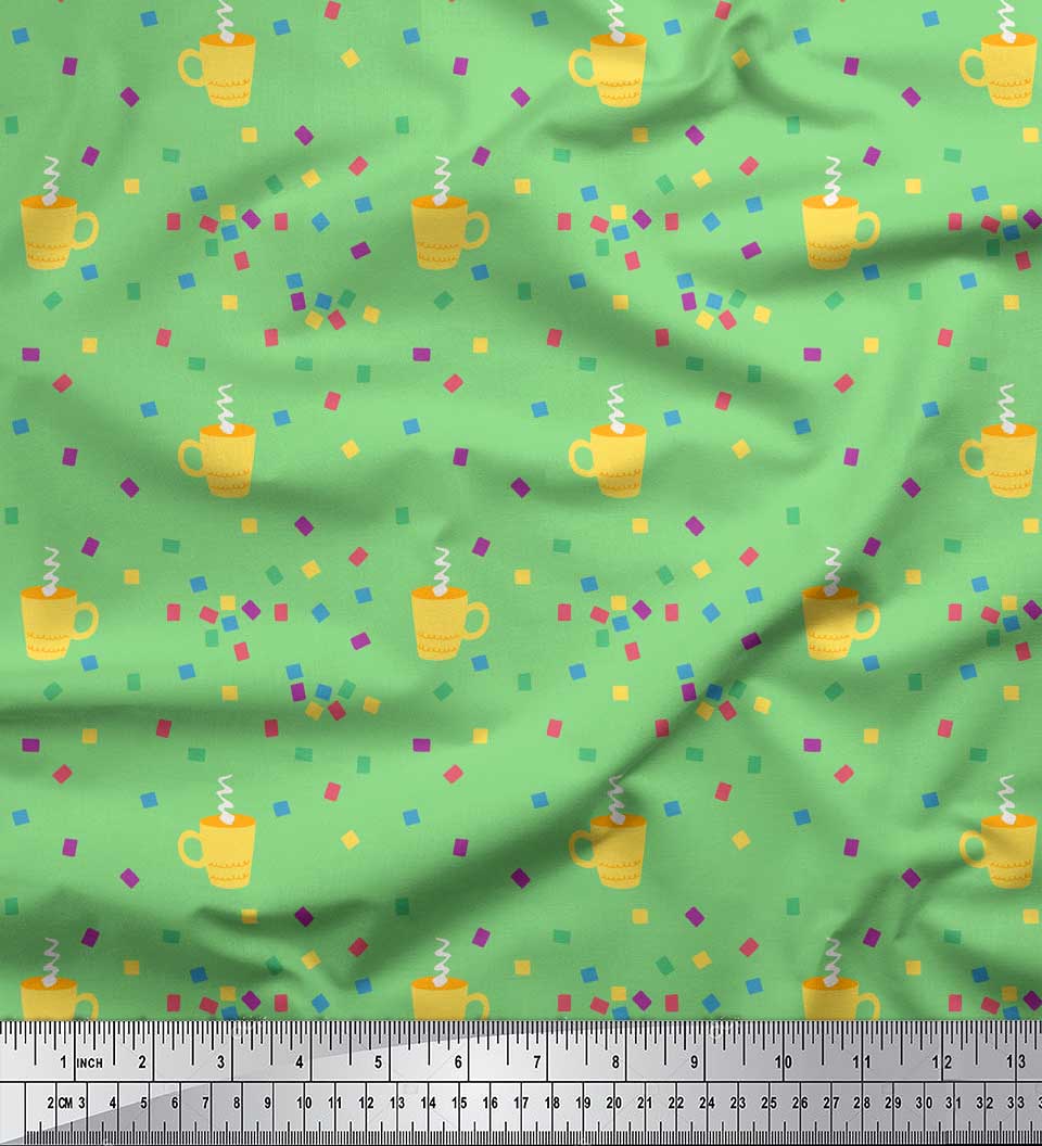 

Коробки та чашки для кави Soimoi Black Japan Crepe Satin Тканина з принтом 1 метр 42 дюйма 42 Inch Wide - Poly Crepe зелений